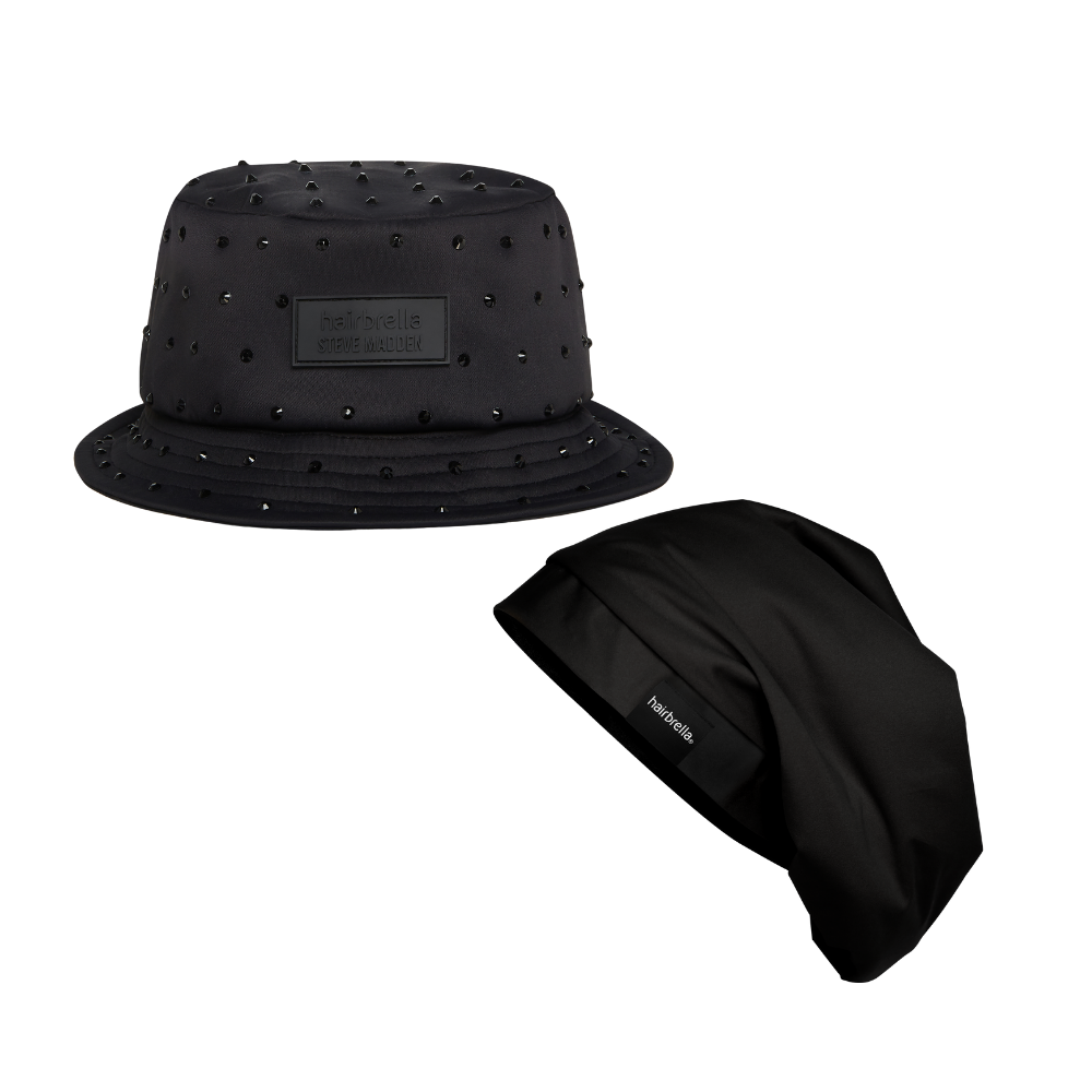 Hairbrella x Steve Madden Bucket Hat and Sleep Cap Bundle (1 Steve Madden Bucket Hat + 1 Sleep Cap)